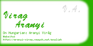 virag aranyi business card